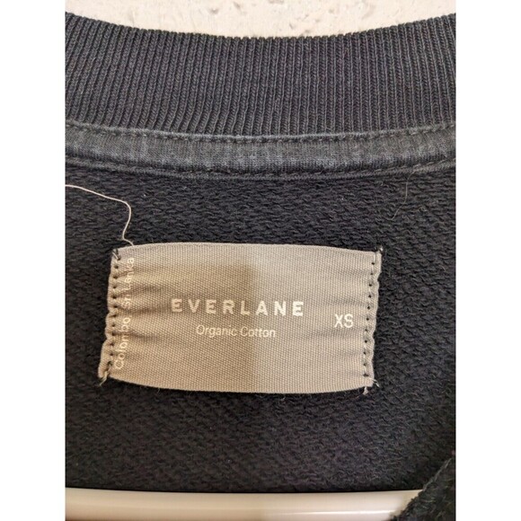 Everlane Sweatshirt Women's XS‎ Black Organic Cotton Pullover Crew Neck Minimal - Picture 2 of 7